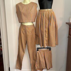 Vintage 60s handmade/homemade mix &‎ match 4 piece multi color striped outfit